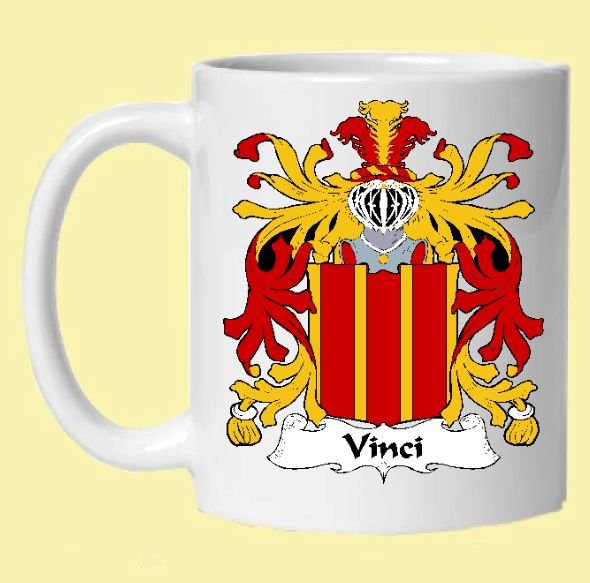 Image 0 of Vinci Italian Coat of Arms Surname Double Sided Ceramic Mugs Set of 2