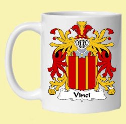 Vinci Italian Coat of Arms Surname Double Sided Ceramic Mugs Set of 2