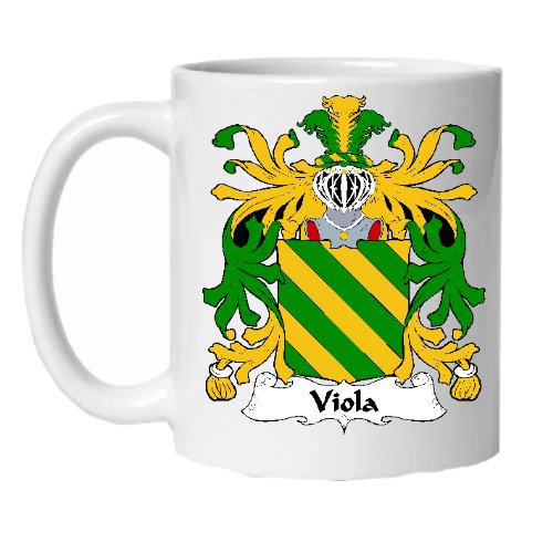 Image 1 of Viola Italian Coat of Arms Surname Double Sided Ceramic Mugs Set of 2