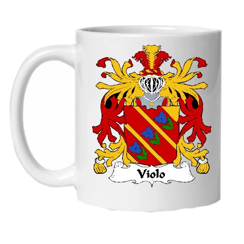 Image 1 of Violo Italian Coat of Arms Surname Double Sided Ceramic Mugs Set of 2