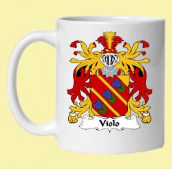 Violo Italian Coat of Arms Surname Double Sided Ceramic Mugs Set of 2