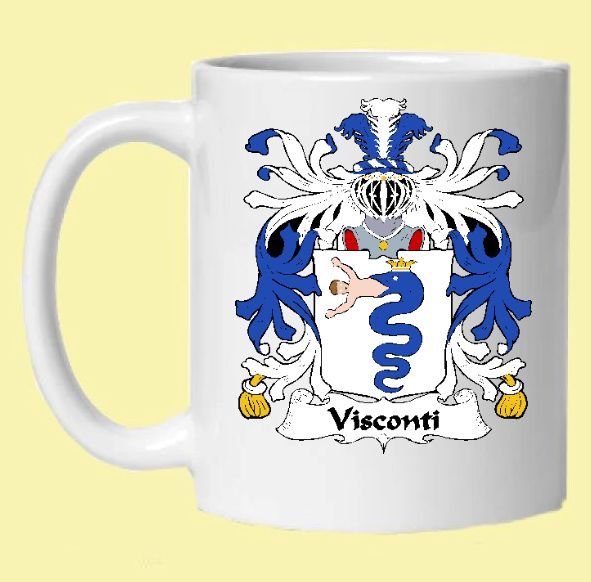 Image 0 of Visconti Italian Coat of Arms Surname Double Sided Ceramic Mugs Set of 2