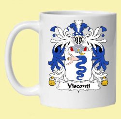 Visconti Italian Coat of Arms Surname Double Sided Ceramic Mugs Set of 2