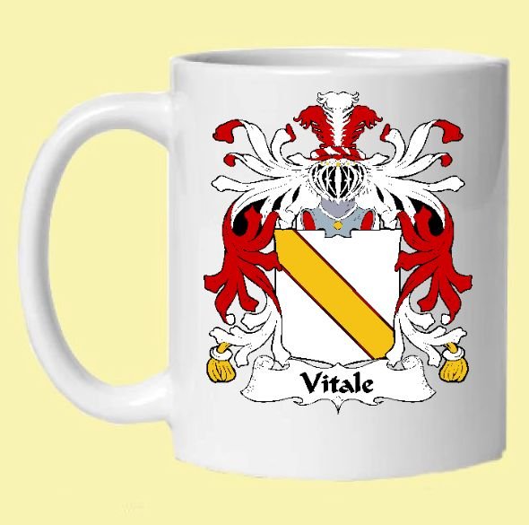 Image 0 of Vitale Italian Coat of Arms Surname Double Sided Ceramic Mugs Set of 2