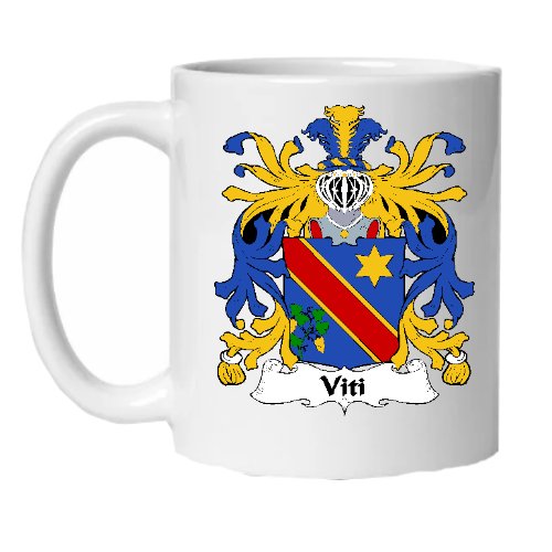 Image 1 of Viti Italian Coat of Arms Surname Double Sided Ceramic Mugs Set of 2