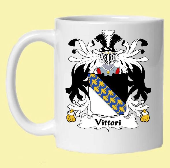 Image 0 of Vittori Italian Coat of Arms Surname Double Sided Ceramic Mugs Set of 2