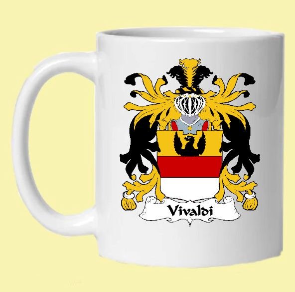 Image 0 of Vivaldi Italian Coat of Arms Surname Double Sided Ceramic Mugs Set of 2