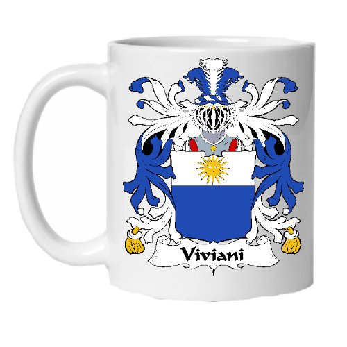 Image 1 of Viviani Italian Coat of Arms Surname Double Sided Ceramic Mugs Set of 2