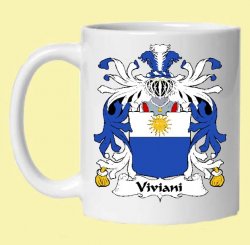 Viviani Italian Coat of Arms Surname Double Sided Ceramic Mugs Set of 2