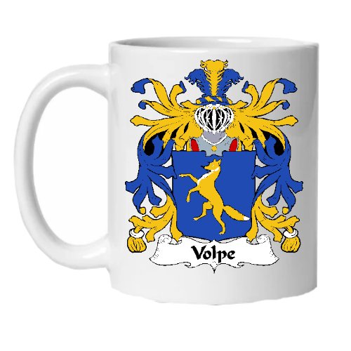 Image 1 of Volpe Italian Coat of Arms Surname Double Sided Ceramic Mugs Set of 2