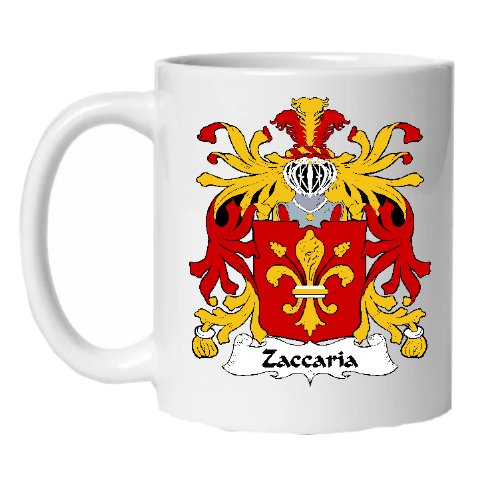 Image 1 of Zaccaria Italian Coat of Arms Surname Double Sided Ceramic Mugs Set of 2