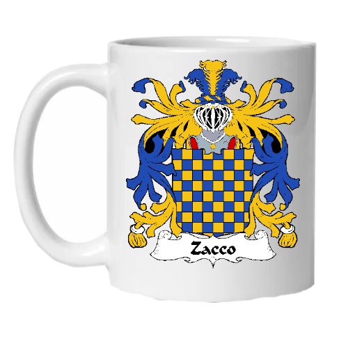 Image 1 of Zacco Italian Coat of Arms Surname Double Sided Ceramic Mugs Set of 2