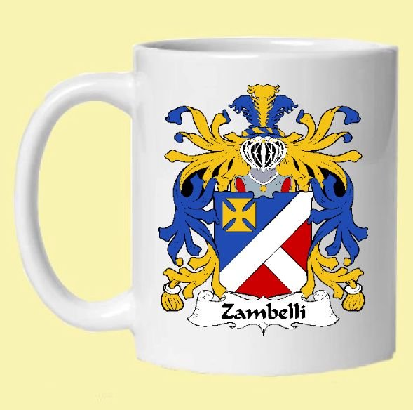 Image 0 of Zambelli Italian Coat of Arms Surname Double Sided Ceramic Mugs Set of 2