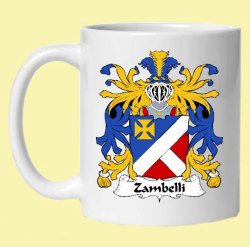 Zambelli Italian Coat of Arms Surname Double Sided Ceramic Mugs Set of 2