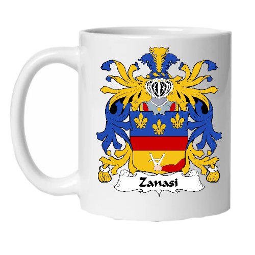 Image 1 of Zanasi Italian Coat of Arms Surname Double Sided Ceramic Mugs Set of 2