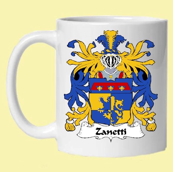 Image 0 of Zanetti Italian Coat of Arms Surname Double Sided Ceramic Mugs Set of 2