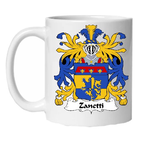 Image 1 of Zanetti Italian Coat of Arms Surname Double Sided Ceramic Mugs Set of 2