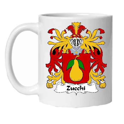 Image 1 of Zucchi Italian Coat of Arms Surname Double Sided Ceramic Mugs Set of 2