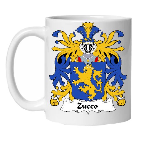 Image 1 of Zucco Italian Coat of Arms Surname Double Sided Ceramic Mugs Set of 2
