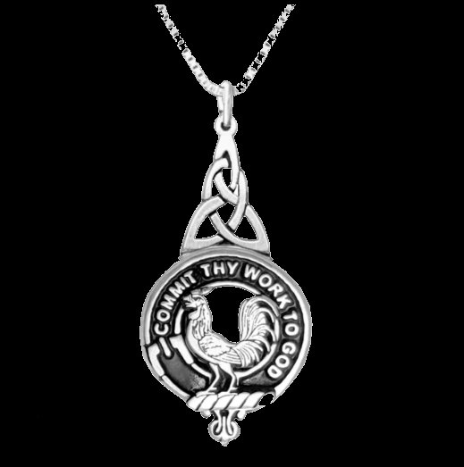 Image 0 of Sinclair Clan Badge Sterling Silver Clan Crest Interlace Drop Pendant