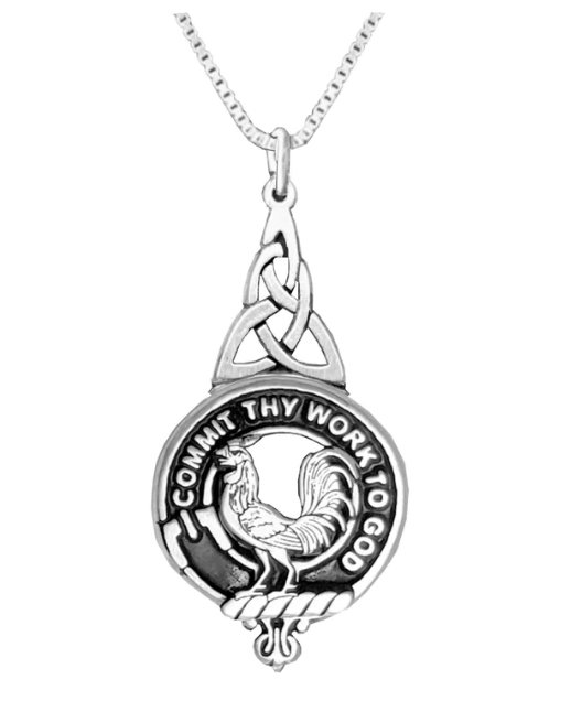 Image 1 of Sinclair Clan Badge Sterling Silver Clan Crest Interlace Drop Pendant