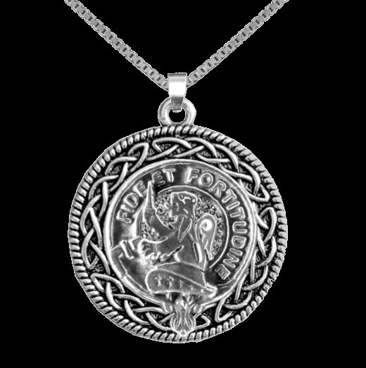 Image 0 of Farquharson Clan Badge Celtic Round Sterling Silver Clan Crest Pendant