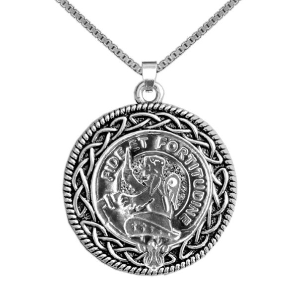 Image 1 of Farquharson Clan Badge Celtic Round Sterling Silver Clan Crest Pendant