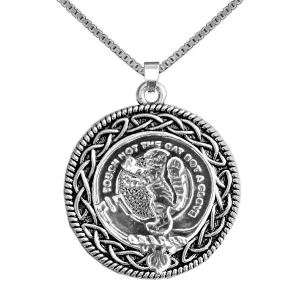 Image 1 of Chattan Clan Badge Celtic Round Stylish Pewter Clan Crest Pendant
