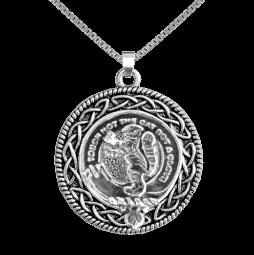 Image 0 of Chattan Clan Badge Celtic Round Sterling Silver Clan Crest Pendant
