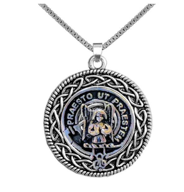 Image 1 of Preston Clan Badge Celtic Round Stylish Pewter Clan Crest Pendant