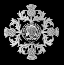 Irvine Of Drum Clan Crest Four Thistle Sterling Silver Badge Brooch