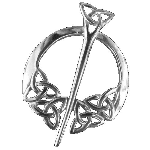 Image 1 of Triquetra Celtic Knotwork Sterling Silver Penannular Brooch