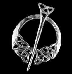 Triquetra Celtic Knotwork Sterling Silver Penannular Brooch