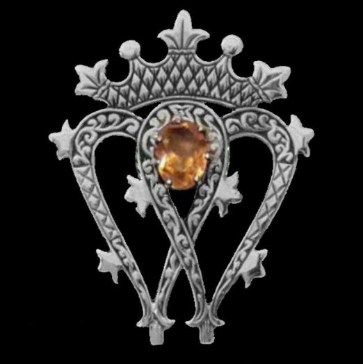 Image 0 of Holyrood Citrine Luckenbooth Antiqued Sterling Silver Brooch