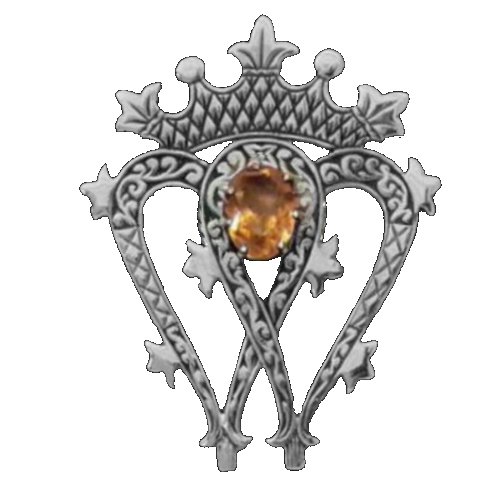 Image 1 of Holyrood Citrine Luckenbooth Antiqued Sterling Silver Brooch