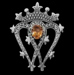 Holyrood Citrine Luckenbooth Antiqued Sterling Silver Brooch
