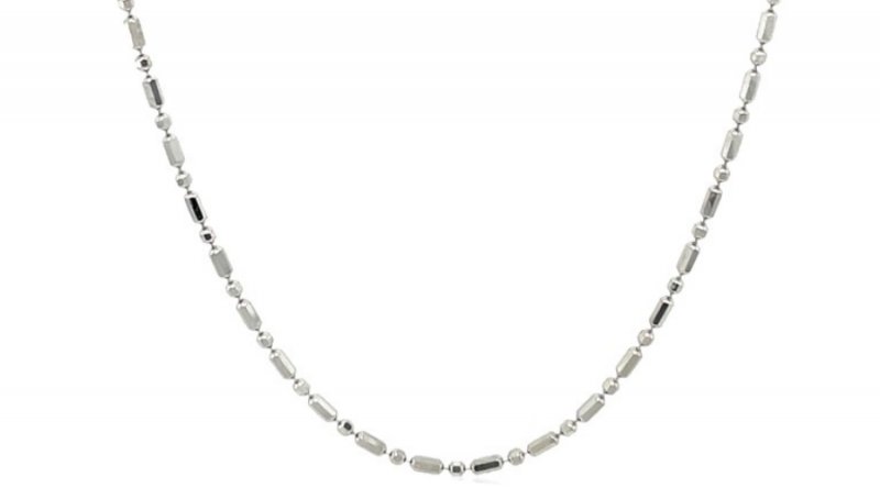 Image 3 of 1.10mm Diamond-Cut Alternating Bead 20 inch 14K White Gold Chain