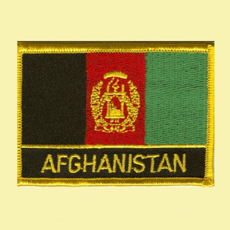 Image 0 of Afghanistan Flag Country Rectangular Embroidered Cloth Patch Set x 6