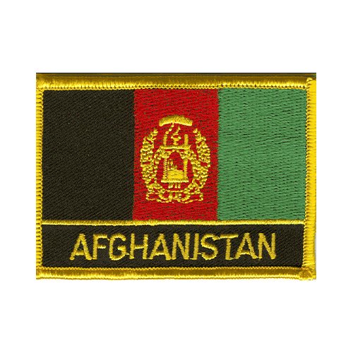 Image 1 of Afghanistan Flag Country Rectangular Embroidered Cloth Patch Set x 6
