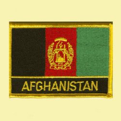 Afghanistan Flag Country Rectangular Embroidered Cloth Patch Set x 3