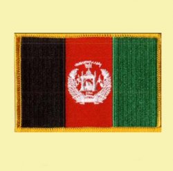 Afghanistan Flag World Rectangular Embroidered Cloth Patch Set x 3