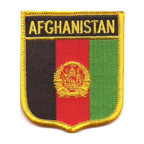 Image 1 of Afghanistan Flag World Shield Embroidered Cloth Patch Set x 3