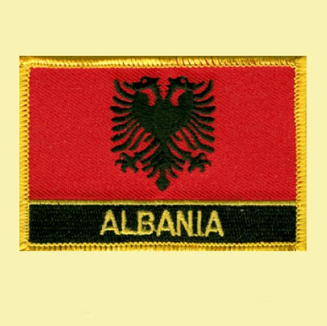 Image 0 of Albania Flag Country Rectangular Embroidered Cloth Patch Set x 3