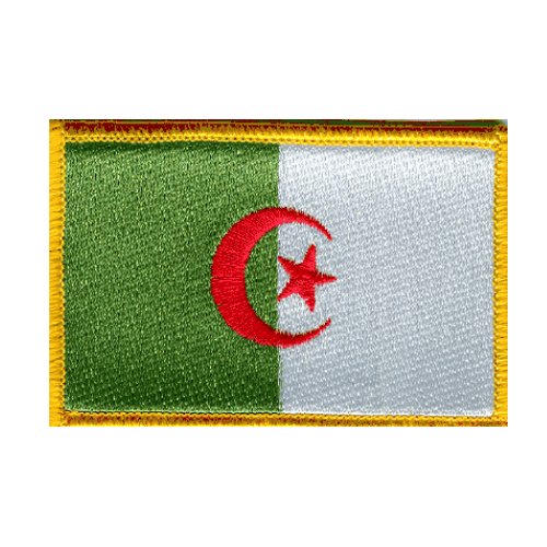 Image 1 of Algeria Flag World Rectangular Embroidered Cloth Patch Set x 6