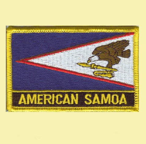 Image 0 of American Samoa Flag Country Rectangular Embroidered Cloth Patch Set x 3