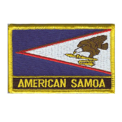 Image 1 of American Samoa Flag Country Rectangular Embroidered Cloth Patch Set x 3