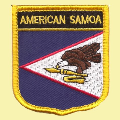 Image 0 of American Samoa Flag World Shield Embroidered Cloth Patch Set x 6