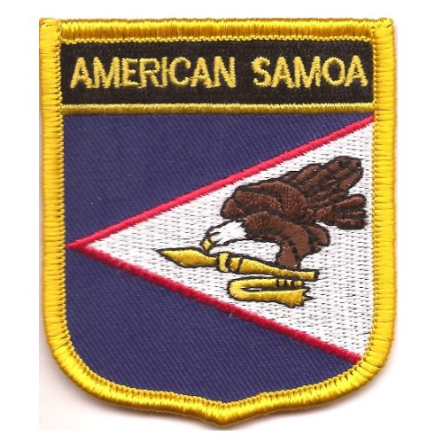 Image 1 of American Samoa Flag World Shield Embroidered Cloth Patch Set x 6