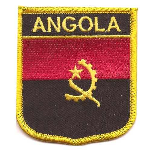 Image 1 of Angola Flag World Shield Embroidered Cloth Patch Set x 6