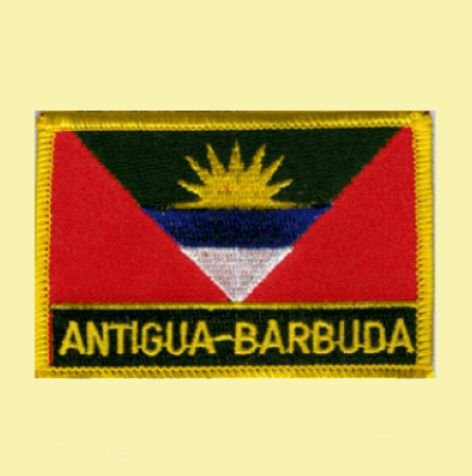 Image 0 of Antigua and Barbuda Flag Country Rectangular Embroidered Cloth Patch Set x 3